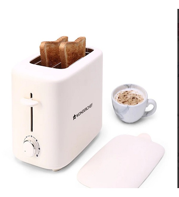 Bellagio 2-Slice Pop-up Toaster with Lid Cover | 800 Watt | 2 Bread Slice | 6- Level Browning Controls|Wide Bread Slots| Auto Shut Off | Easy to Clean| White| 2 Year Warranty